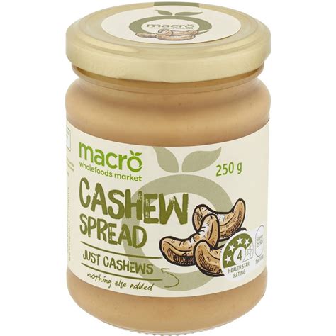 macro natural cashew spread 250g woolworths