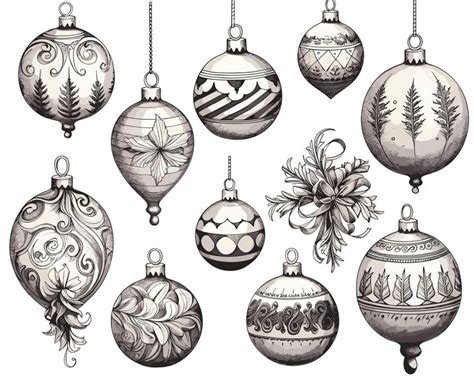 Premium Vector A Detailed Christmas Ornament Clip Art Set Illustration