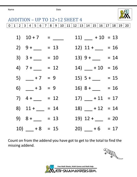 Addition Free Printable Worksheets For Kids