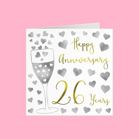 26th Wedding Anniversary Card Happy Anniversary 26 Years Etsy