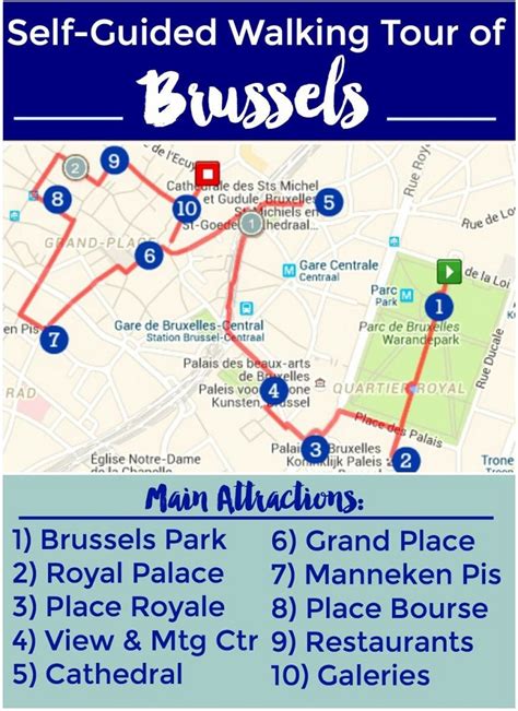 Brussels Top Tourist Attractions Map Detailed Upper Town Street The