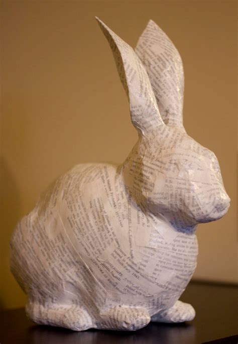 Whimsical Bunny Paper Mache Sculpture Custom Sculptures Made Upon