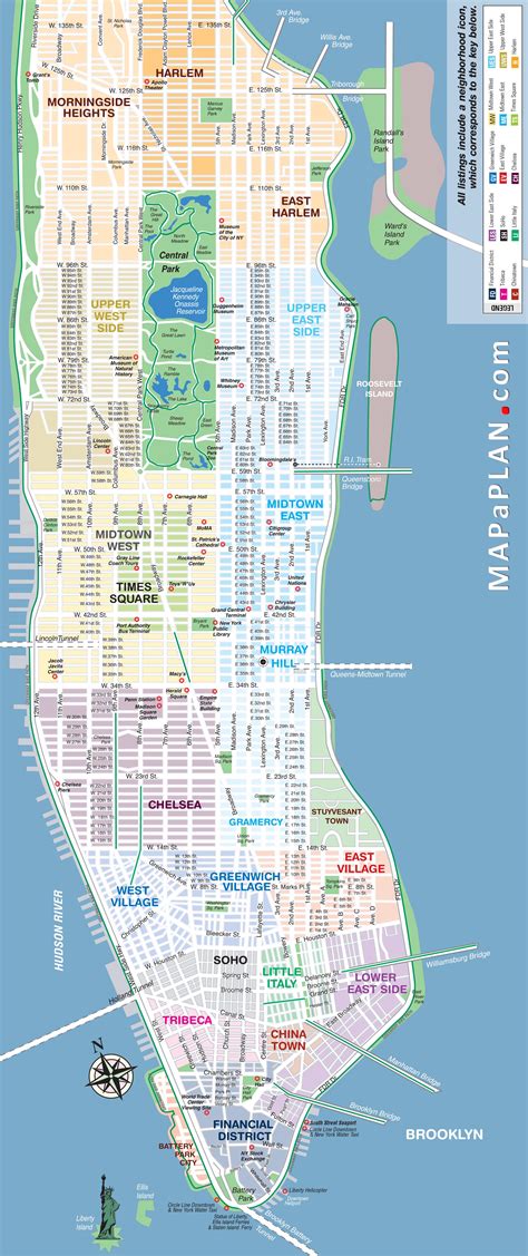 New York Top Tourist Attractions Map Locations To Visit In Three Days