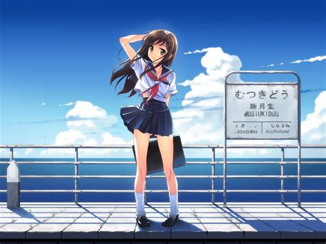 Windy School Uniform Original Characters Anime Girls Wallpapers Hd