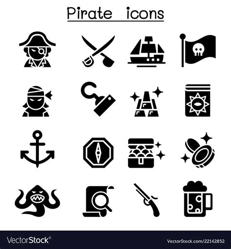 Pirate Icon Set Royalty Free Vector Image Vectorstock