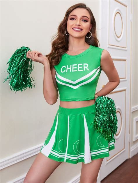 4pack Cheerleader Costume Set With Skirt And Cheer Sticks Vestuario De Animadora Trajes De