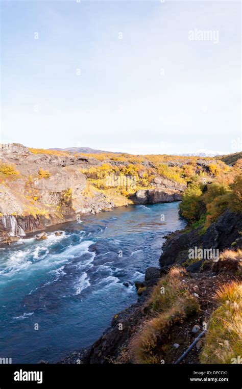 Hraunfossar Is A Very Beautiful Icelandic Waterfall In The West Of The