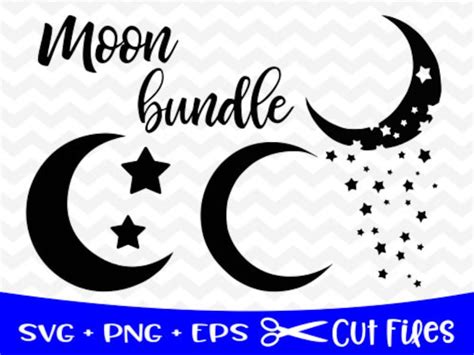 Moon And Stars Svg Bundle Moon And Stars Clipart Png Etsy