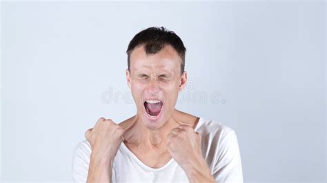 Angry Man Screaming In Frustration Stock Photo Image Of Care Scream