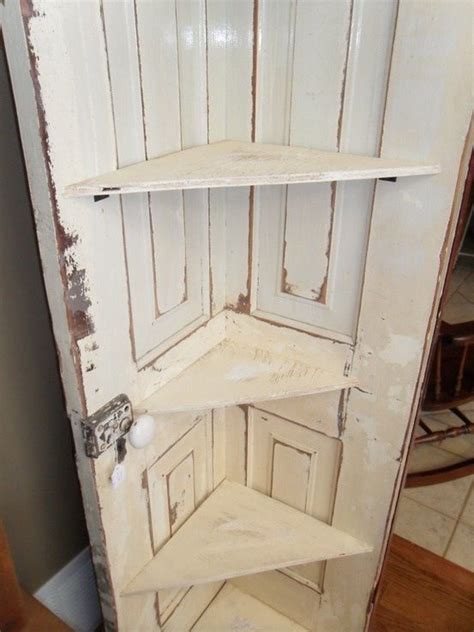 An Old Door Made Into Corner Shelves Diy Door Salvaged Doors Doors