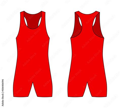 Red Wrestling Singlet Template On White Backgroundfront And Back View