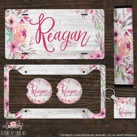 Monogrammed License Plate Personalized Plate And Frame Floral Etsy