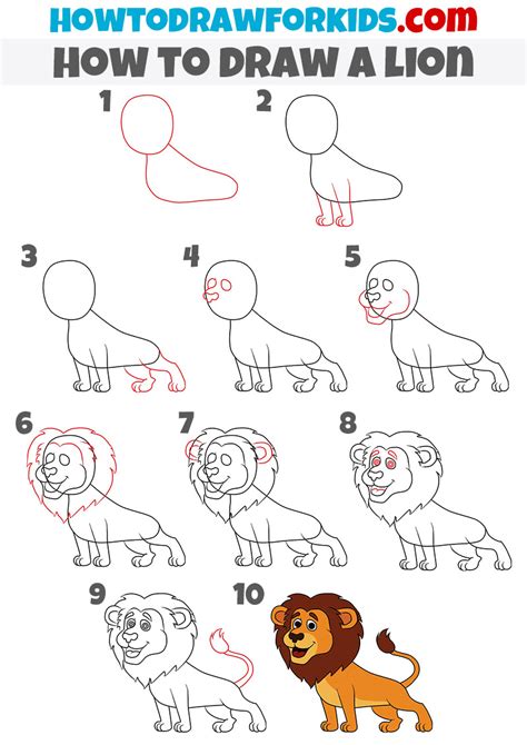 How To Draw A Lion Easy Step By Step Drawing For Kids