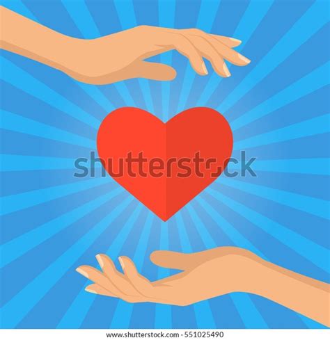 Two Hands Holding Heart Concept People Stock Vector Royalty Free