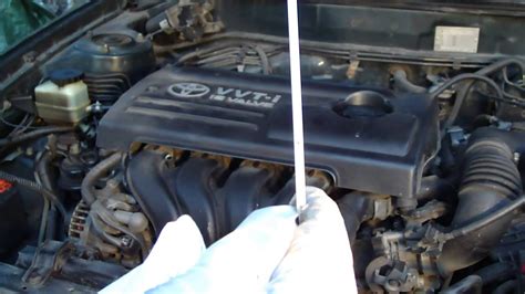 You should check your oil levels when your engine is cold. How to check oil level Toyota Corolla VVTi engine. Detail ...