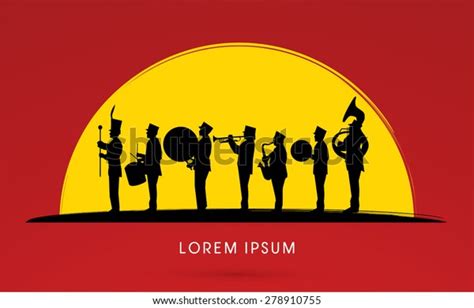 Silhouette Marching Band Parade On Sun Stock Vector Royalty Free 278910755