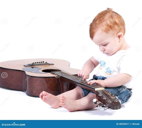 Baby Plays Guitar Stock Image Image Of Redhead Playing 30509671