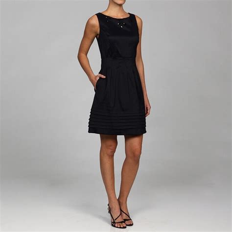 Soho Apparel Womens Black Pleated Taffeta Dress Overstock™ Shopping