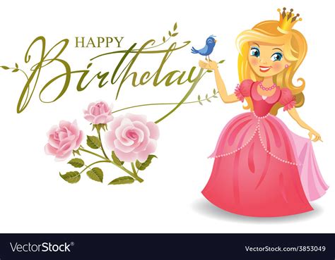 Happy Birthday Princess Greeting Card Royalty Free Vector