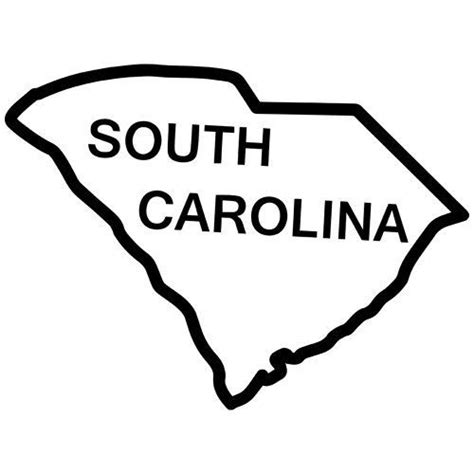 South Carolina State Outline Decal Sticker Available In 19 Colors