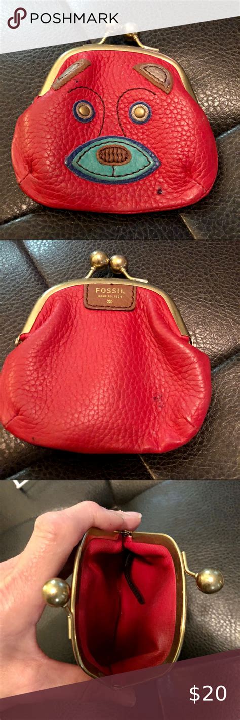 Fossil Red Kiss Lock Coin Purse Coin Purse Purses Red Leather