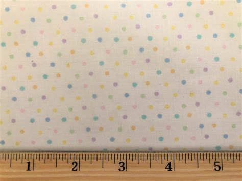 Tiny Pastel Rainbow Polka Dots Cotton Fabricsprings Etsy Nursery