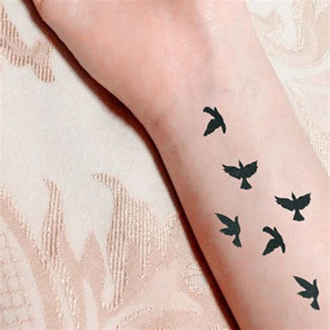 Chenoa Flying Bird Sparrow Silhouette Temporary Tattoo Mybodiart