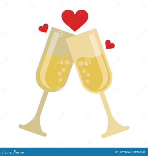 Champagne Cups Toast With Hearts Stock Vector Illustration Of Romance Concept 139975252