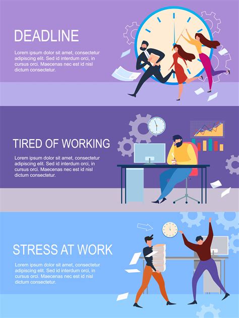 Deadline Stress At Work Tired Of Working People 662753 Vector Art At