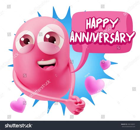 3d Rendering Emoji Saying Happy Anniversary Stock Illustration 458190031