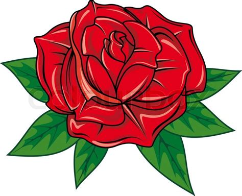 Red Rose In Cartoon Style For Tattoo Stock Vector Colourbox