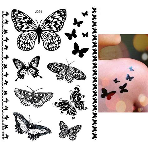 pinkiou temporary tattoo black art sticker women lace mehndi flower butterfly waterproof body