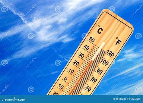 Tropical Outdoor Temperature On The Thermometer Stock Photo Image Of