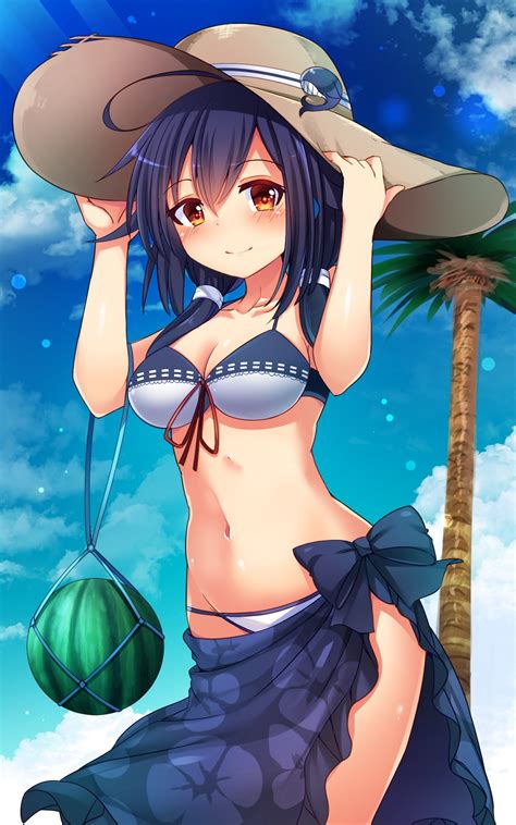 Fondos De Pantalla Ilustración Anime Chicas Anime Pelo Azul Cabello Corto Sombrero