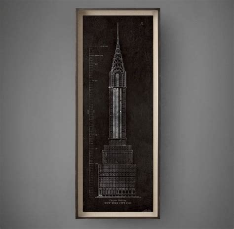 Chrysler Building Blueprint Vintage New York City Manhattans Etsy