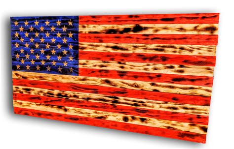 An American Flag Made Out Of Wood