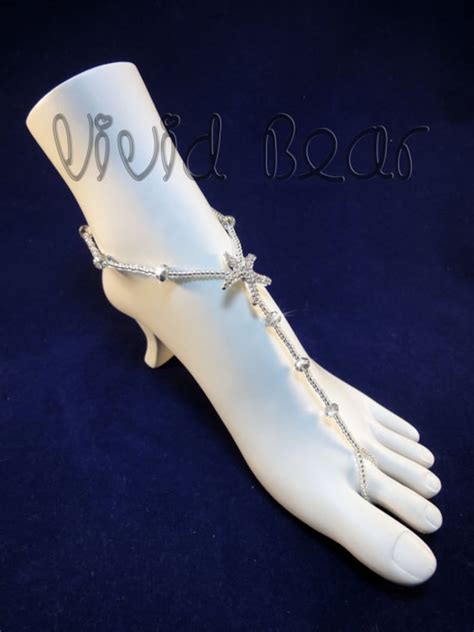 Starfish Barefoot Sandals Silver Foot Jewelry Rhinestone