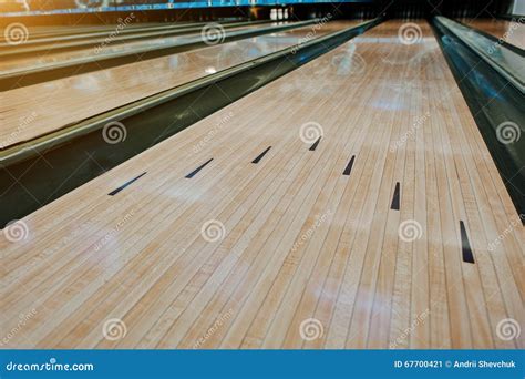 Bowling Wooden Floor With Lane Stock Photo Image 67700421