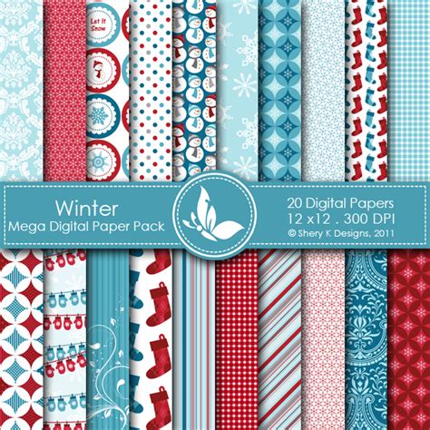 Winter Digital Paper Pack Shery K Designs