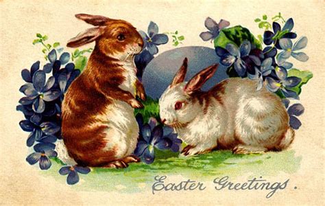 Free Printable Vintage Easter Bunnies Greeting Cards Vintage Holiday