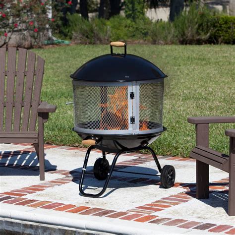 Portable Outdoor Backyard Wood Fire Pit On Wheels Zincera