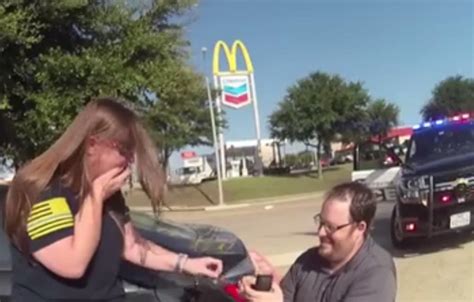 cop shocks girlfriend when traffic stop turns into marriage proposal
