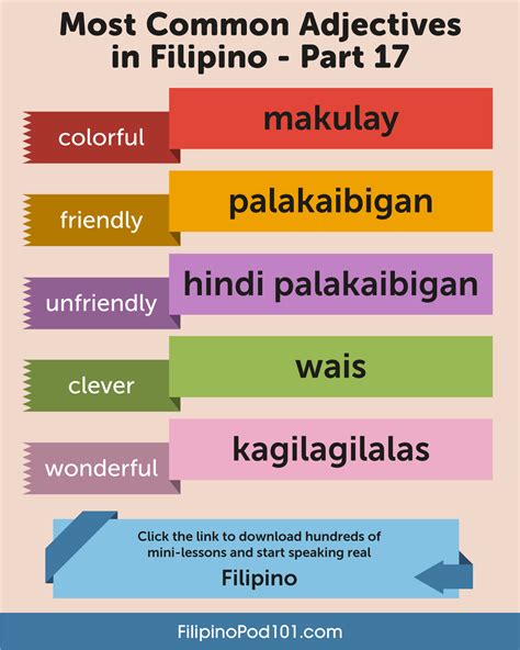 Learn Filipino Filipinopod Filipino Most Common Adjectives