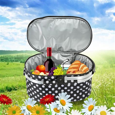 30l Foldable Picnic Basket Outdoor Insulated Storage Basket Shopping