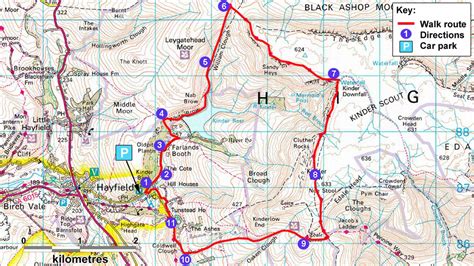 Map Route For Kinder Scout Mass Trespass Walk Scout Kinder Map