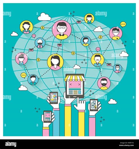 Flat Design For Social Network Concept Graphic Stock Vector Image And Art