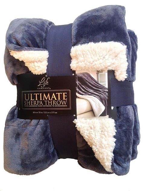Life Comfort Ultimate Sherpa Throw Blanket Slate Blue