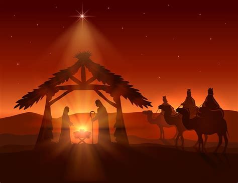Premium Vector Christian Christmas Birth Of Jesus Shining Star And