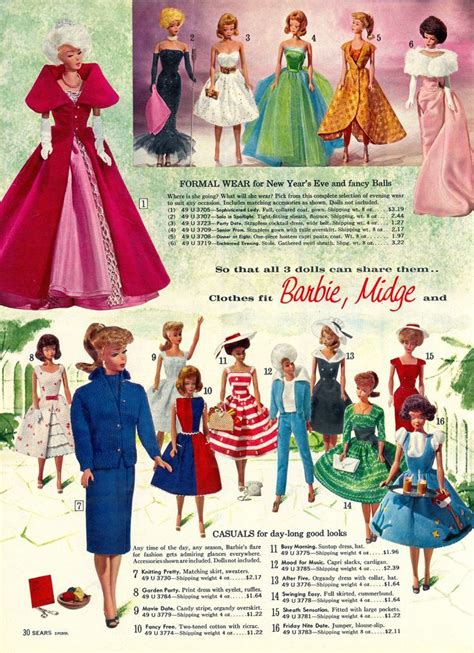 1963 Sears Catalog Barbie Dolls And Outfits Vintage Barbie Clothes