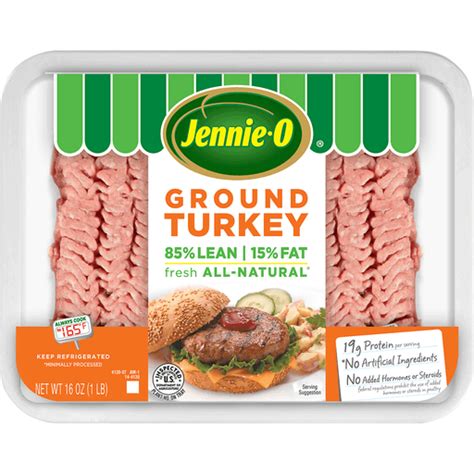 Jennie O® 85 Lean 15 Fat All Natural Ground Turkey 16 Oz Tray Ground Turkey And Burgers